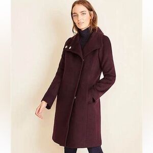 Ann Taylor Purple Pea Coat with Wool-Blend Fabric